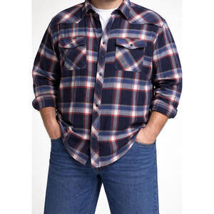 W2W Men’s Flannel Shirt XL Plaid Button Front Long Sleeve Cotton Casual